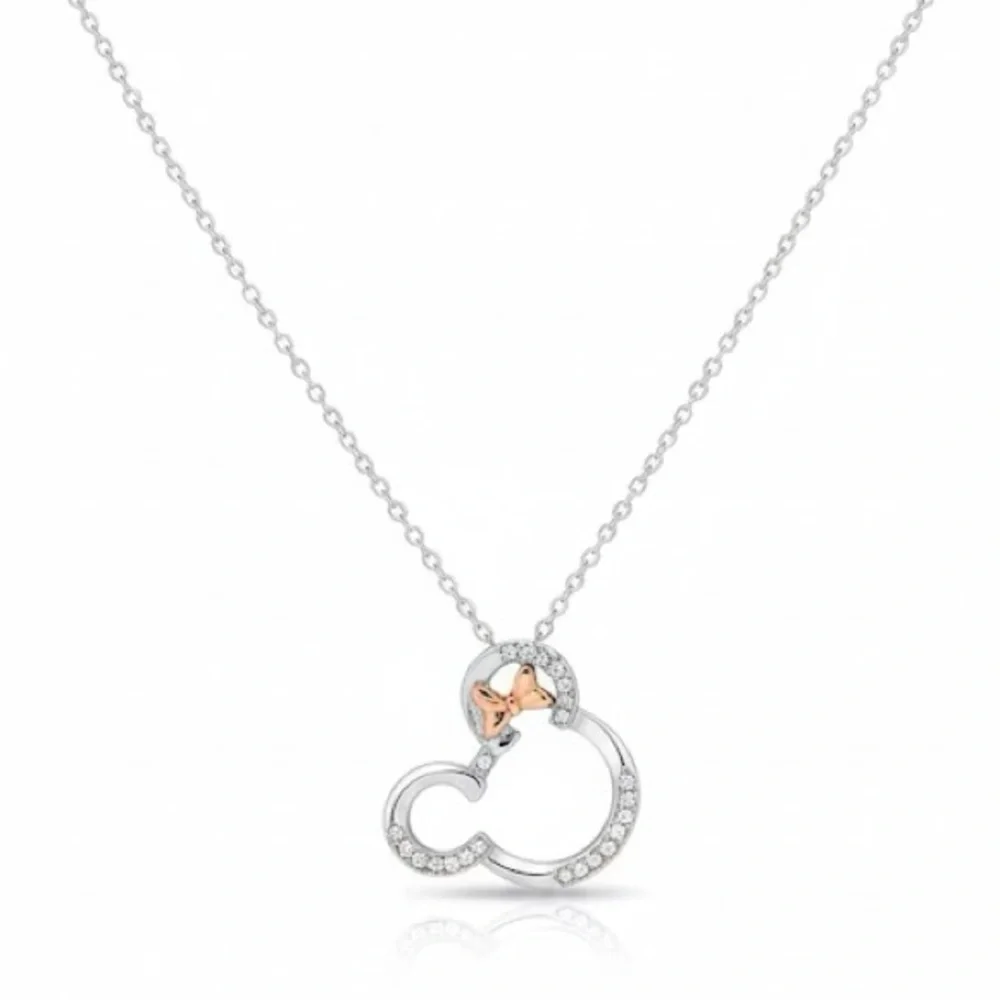 Disney Minnie Mouse Heart Pendant Necklace silver, and rose gold - Picture 1 of 7